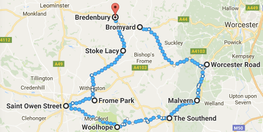 Sept walk map - Sunday to Wednesday